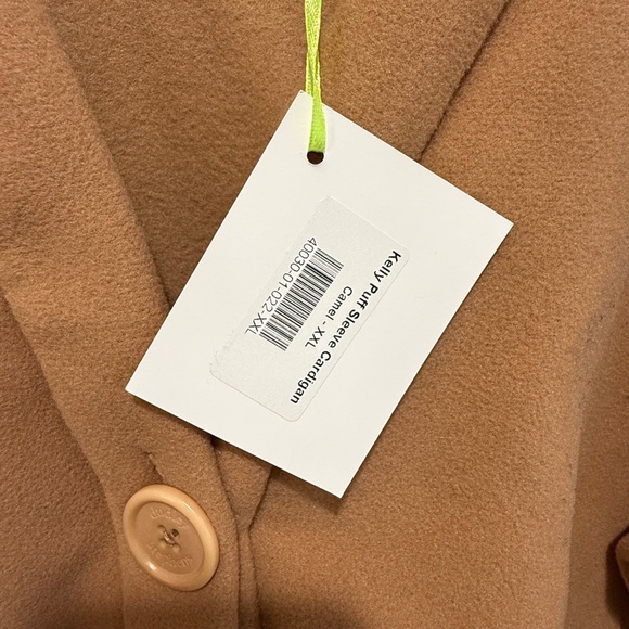 NWT Dudley Stephens Kelly Puff Sleeve Cardigan in Vello Fleece - Picture 2 of 3